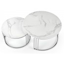 Комплект HALMAR MERCURY 2 (2 стола журнальных) белый мрамор/серебристый